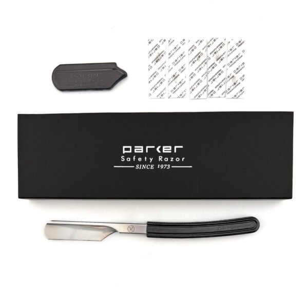 Parker Director straight razor set with presentation box and blades included chrome