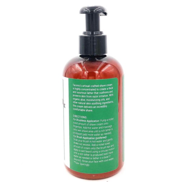 Taconic Shave Eucalyptus & Mint Shaving Cream in pump bottle directions