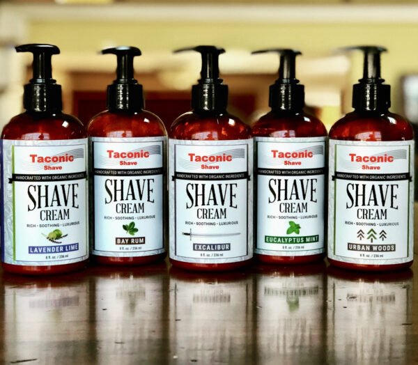 Taconic Shave Eucalyptus & Mint Shaving Cream in pump bottle set