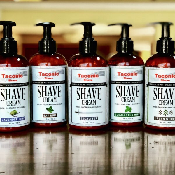 Taconic Shave Eucalyptus & Mint Shaving Cream in pump bottle set