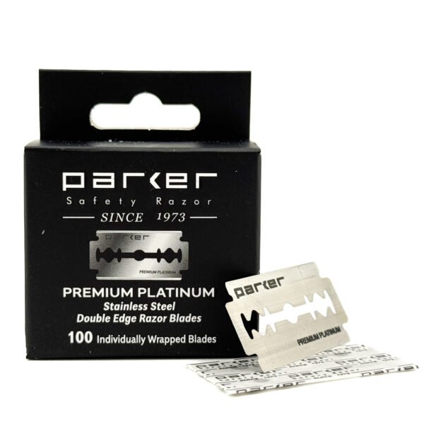 Parker premium platinum double edge razor blades box with individual blades