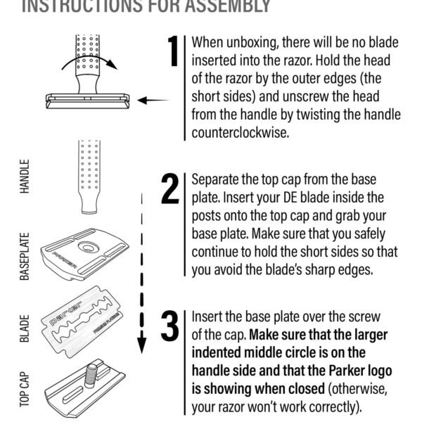 Parker AeroShave aluminum safety razor insert2