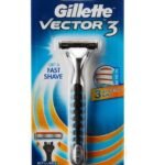 Gillette Vector 3 triple blade manual shaving razor with ergonomic handle