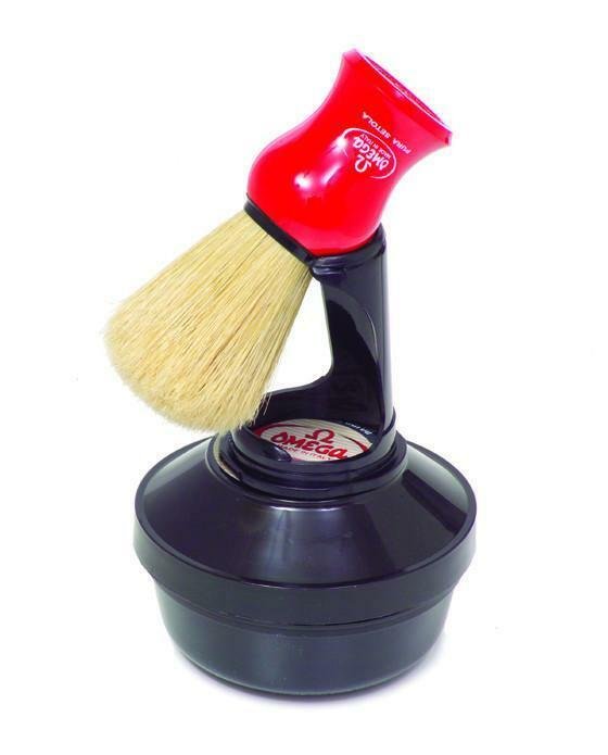 Omega shaving cream and boar brush kit with stand for traditional wet shaving alone