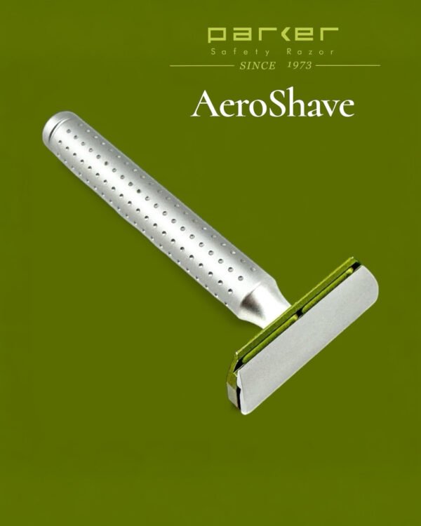 Parker AeroShave aluminum safety razor handle green