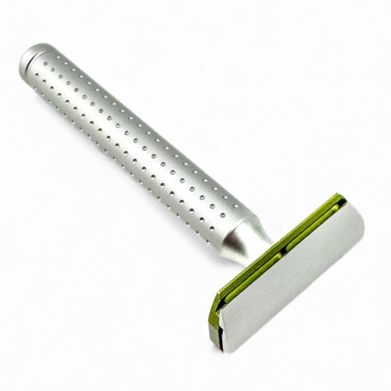 Parker AeroShave aluminium double edge safety razor with long perforated handle