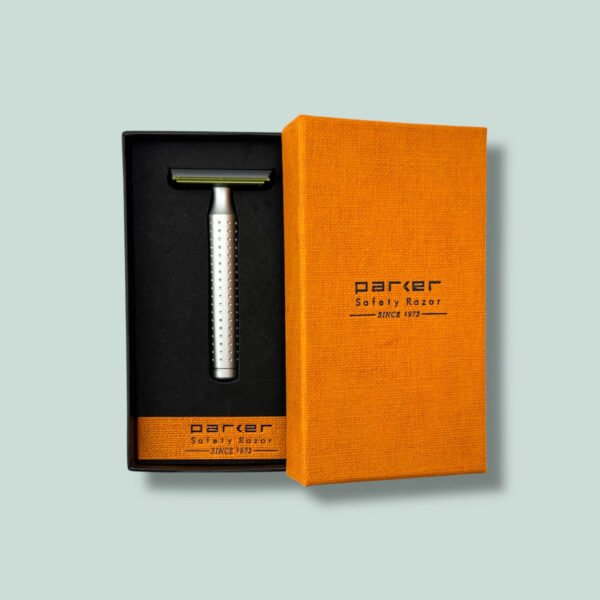 Parker AeroShave aluminum safety razor handle open box
