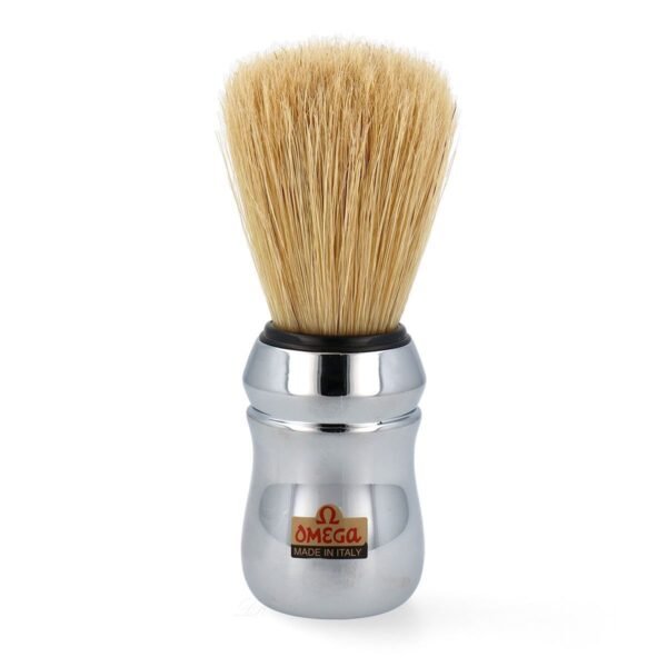 Omega 10083 Silver Professional shaving brush made in Italy alone