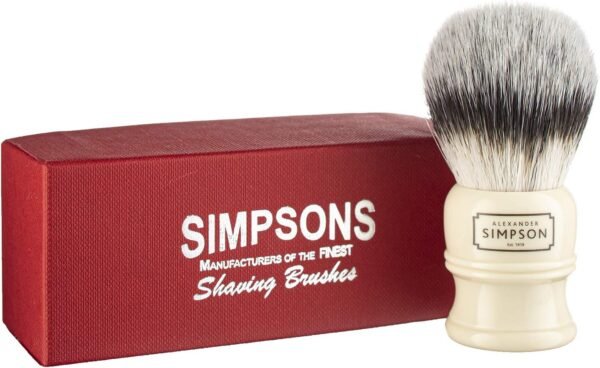 Simpsons Trafalgar T3 synthetic shaving brush next to box