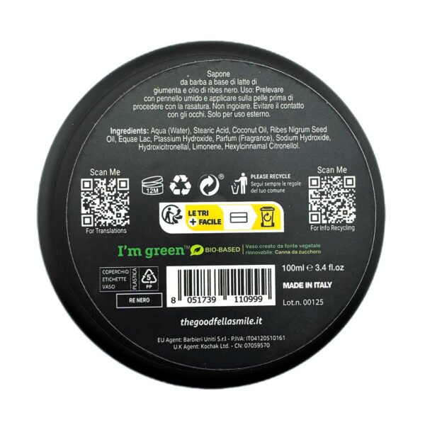 TGS Re Nero shaving soap thick lather brush back