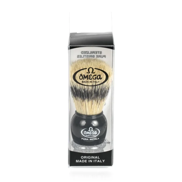 Omega 10275 shaving brush two-tone transparent acrylic handle packaged