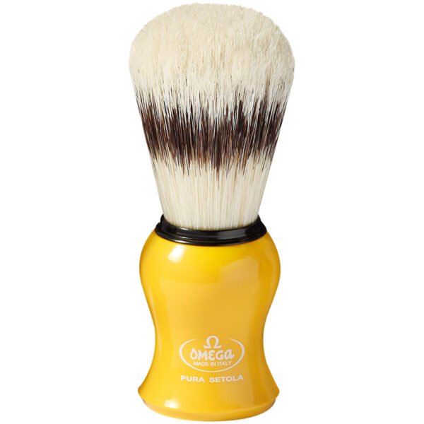 Omega 80265 shaving brush with stand natural bristle yellow
