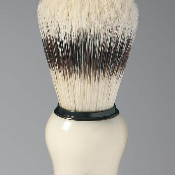 Omega 80266 Shaving Brush grey background– Pure Bristle Made in Italy