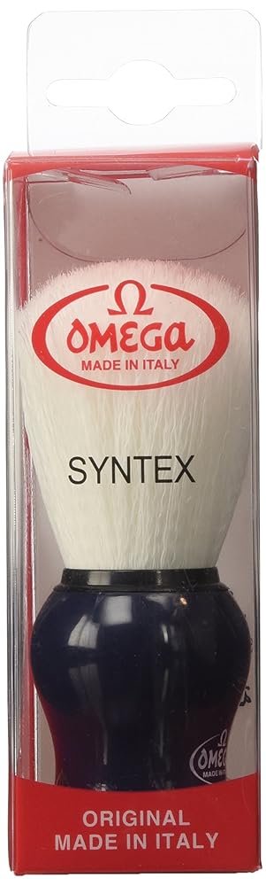 Omega 90065 synthetic shaving brush blue handle in package