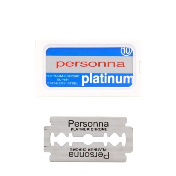 Personna IPBLUE Platinum double edge razor blades made in USA front open