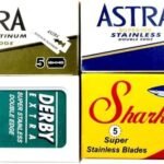 20 count double edge razor blade sampler with Astra Derby and Shark blades