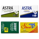 20 count de razor blade sampler with Astra Derby and Shark blades