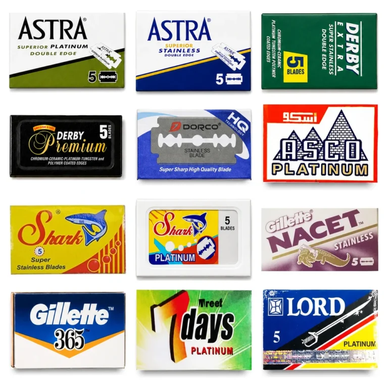 60-count double edge razor blade sampler with twelve varieties