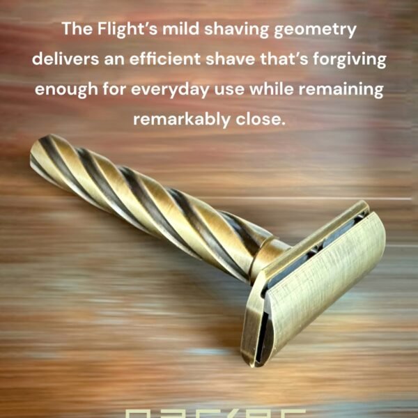 Parker Flight brass safety razor shown on a wood surface