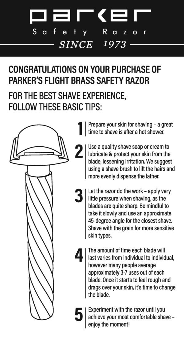 Parker Flight shaving tips insert from Parker Safety Razor
