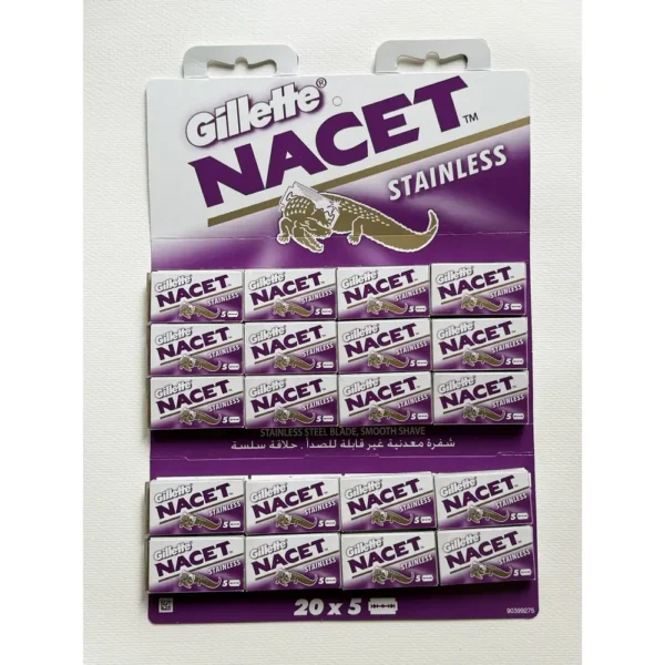 Gillette Nacet Stainless Egyptian sleeve of 20 packs of 5 blades