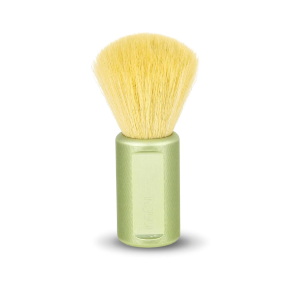 NATU synthetic shaving brush with a light green anodized aluminum handle and 22 mm synthetic knot