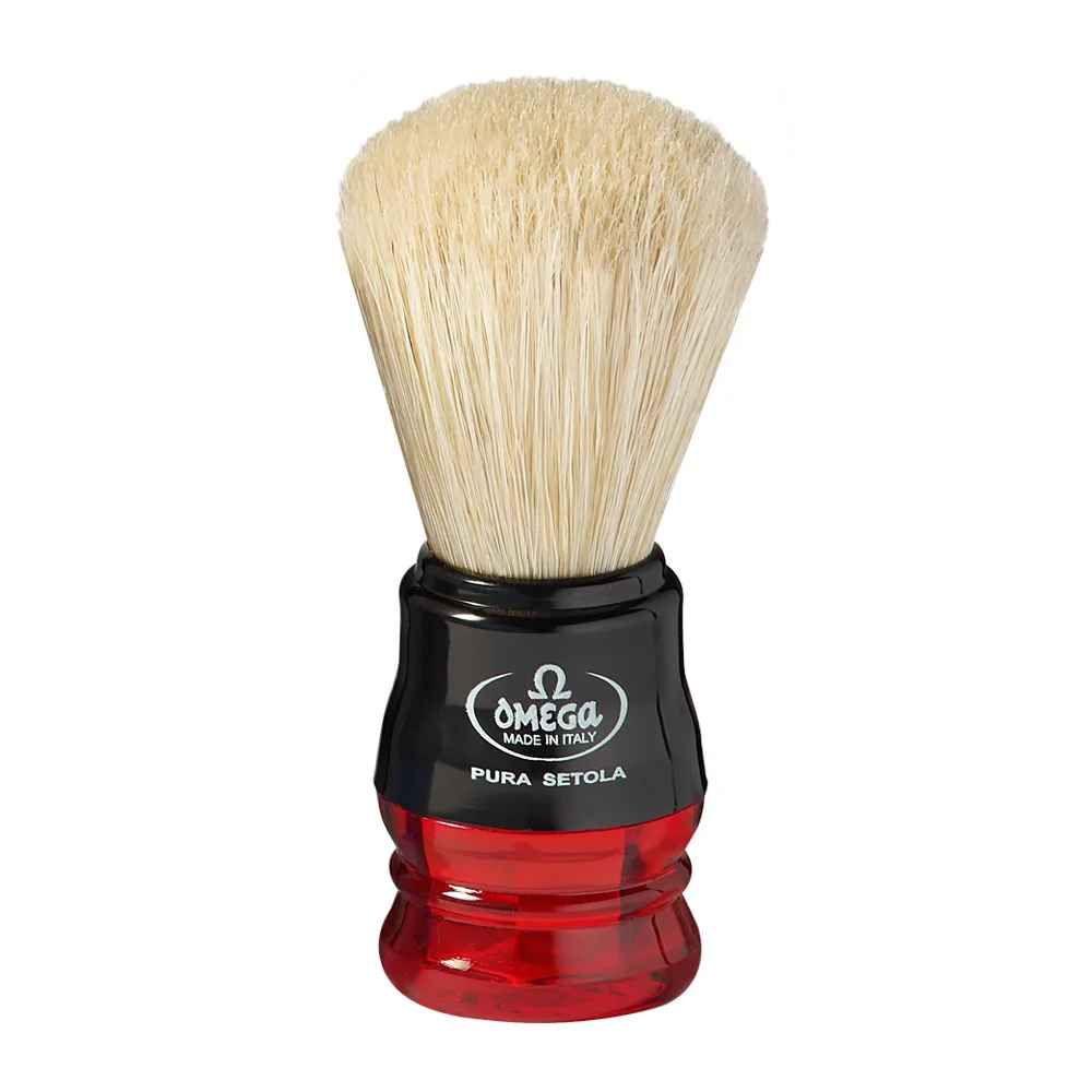 Omega 10077 red natural bristle shaving brush