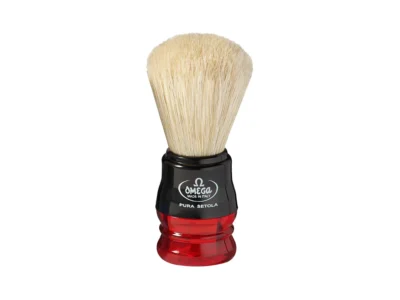 Omega boar bristle shaving brush on a white background