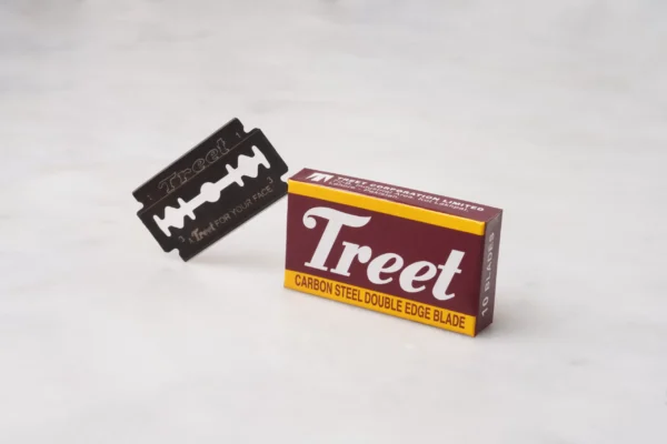 Treet carbon steel double edge razor blade pack with one black coated blade