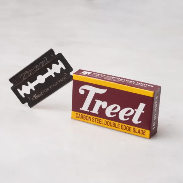 Treet carbon steel double edge razor blade pack with one black coated blade