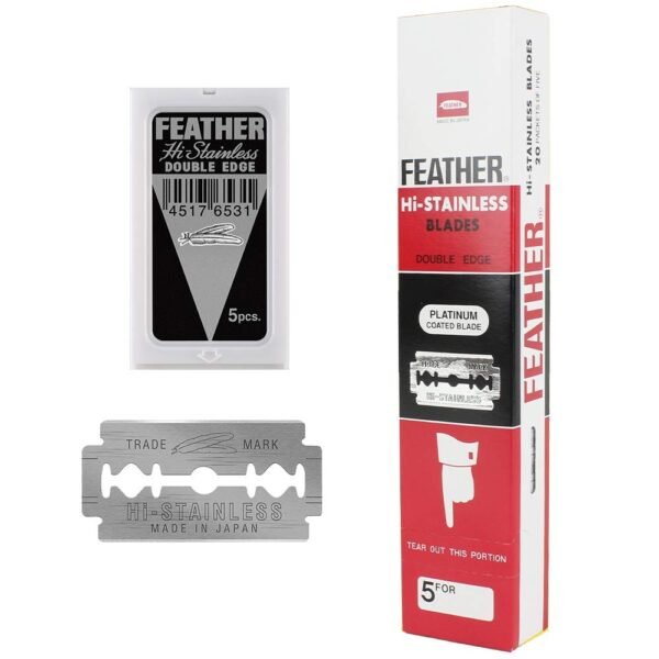 Feather Black double edge razor blades: dispenser, blade and sleeve