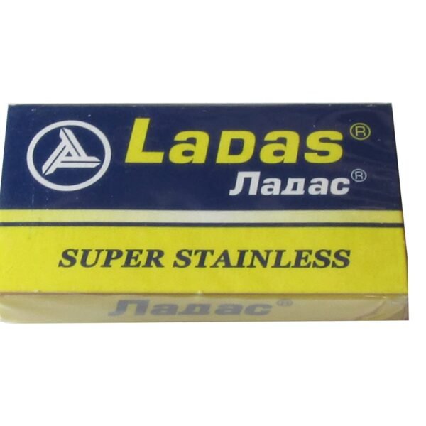LADAS Super Stainless double edge razor blades, front of 5 blade tuck