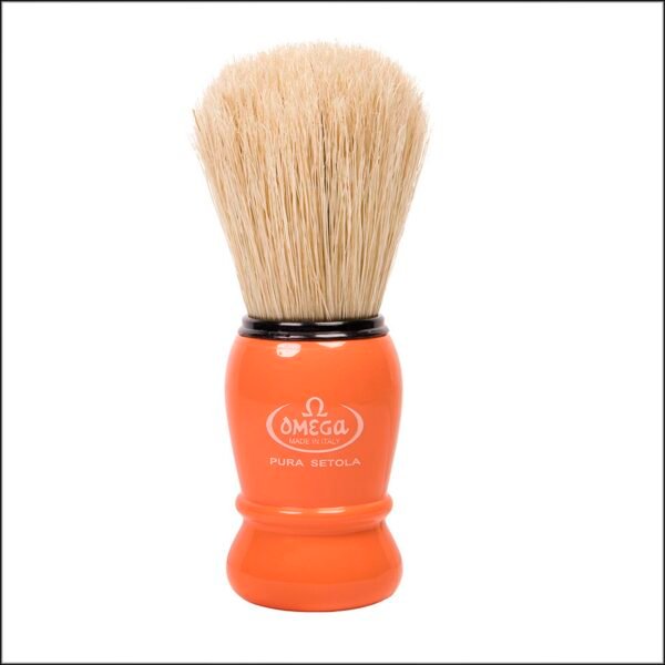 Omega 10290 pure boar bristle shaving brush with orange handle